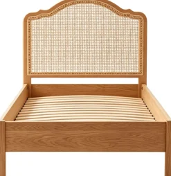 Einzelbett Prestige - 90x200cm - mit Lattenrost - Eichenholz/Rattan