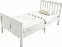 Einzelbett Rover - 90x200cm - massivem Kiefernholz - weiß