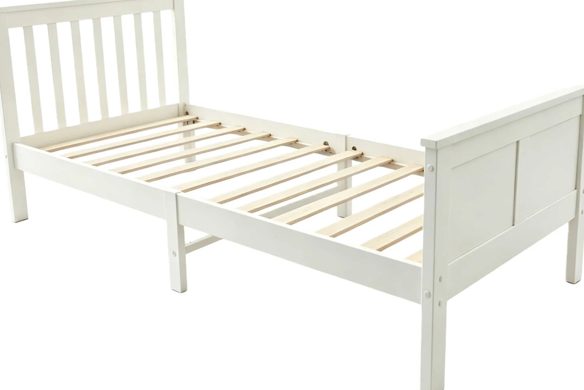 Einzelbett Rover - 90x200cm - massivem Kiefernholz - weiß