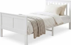 Einzelbett Rover - 90x200cm - massivem Kiefernholz - weiß