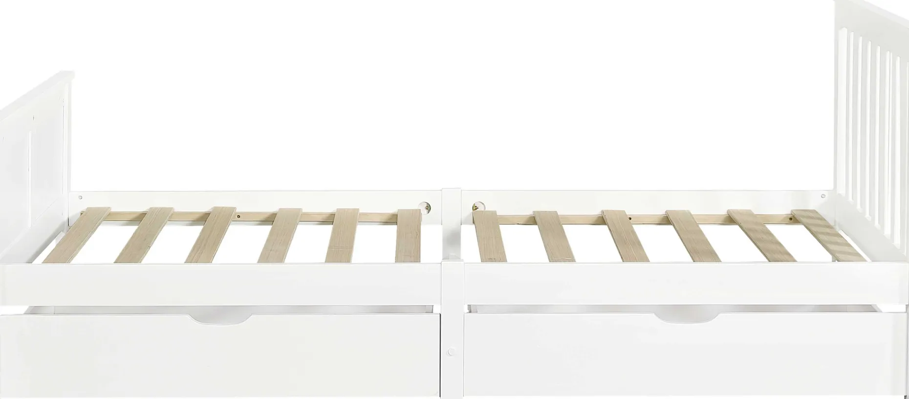 Einzelbett Rover - 90x200cm - mit Schubladen - massivem Kiefernholz - weiß
