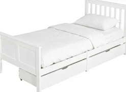 Einzelbett Rover - 90x200cm - mit Schubladen - massivem Kiefernholz - weiß