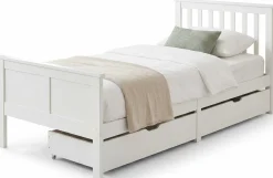 Einzelbett Rover - 90x200cm - mit Schubladen - massivem Kiefernholz - weiß