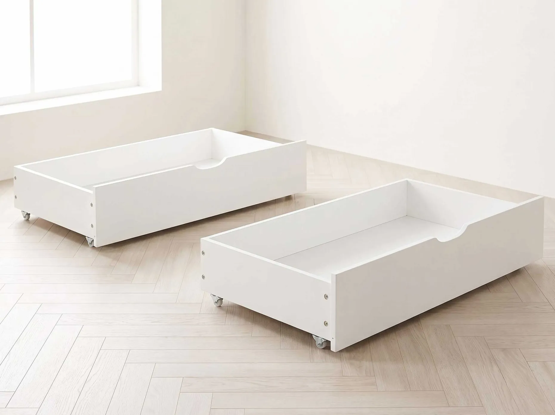 Einzelbett Rover - 90x200cm - mit Schubladen - massivem Kiefernholz - weiß