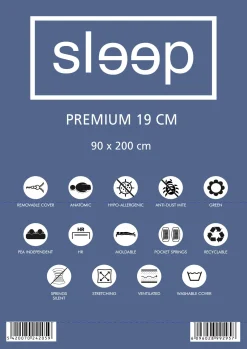 Einzelmatratze Premium Plus 90x200x19cm - Taschenfederkern