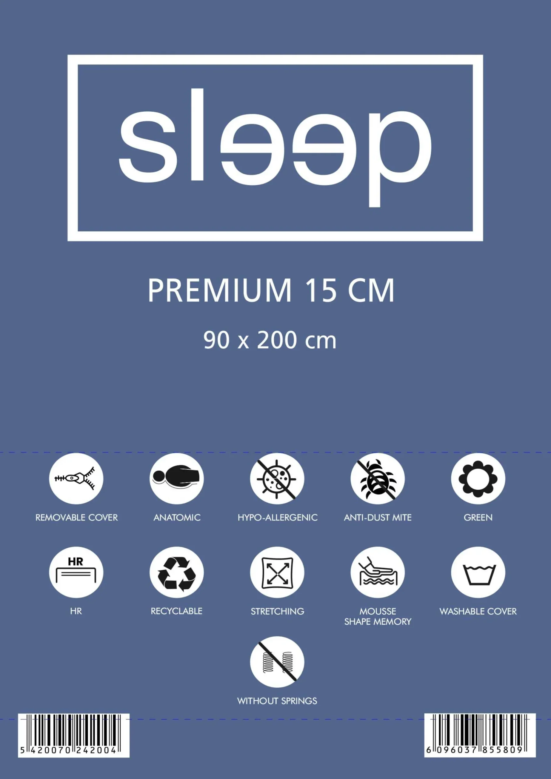 Einzelmatratze Premium 90x200x15cm - Memory Foam