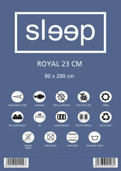 Einzelmatratze Royal 90x200x23cm - Taschenfederkern