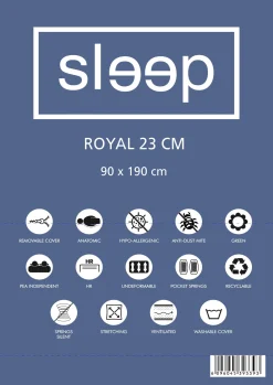 Einzelmatratze Royal 90x190x23cm - Taschenfederkern