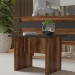 Emob Eleganter Couchtisch | 100% Melamin | 18mm dick | Walnuss Anthrazit