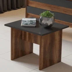 Emob Eleganter Couchtisch | 100% Melamin | 18mm dick | Walnuss Anthrazit