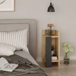 Elos Right Nachttisch | 100 % MELAMIN | Eiche, Anthrazit