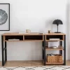 Emob Emro Schreibtisch | 100 % Melamin | Walnuss, Schwarz