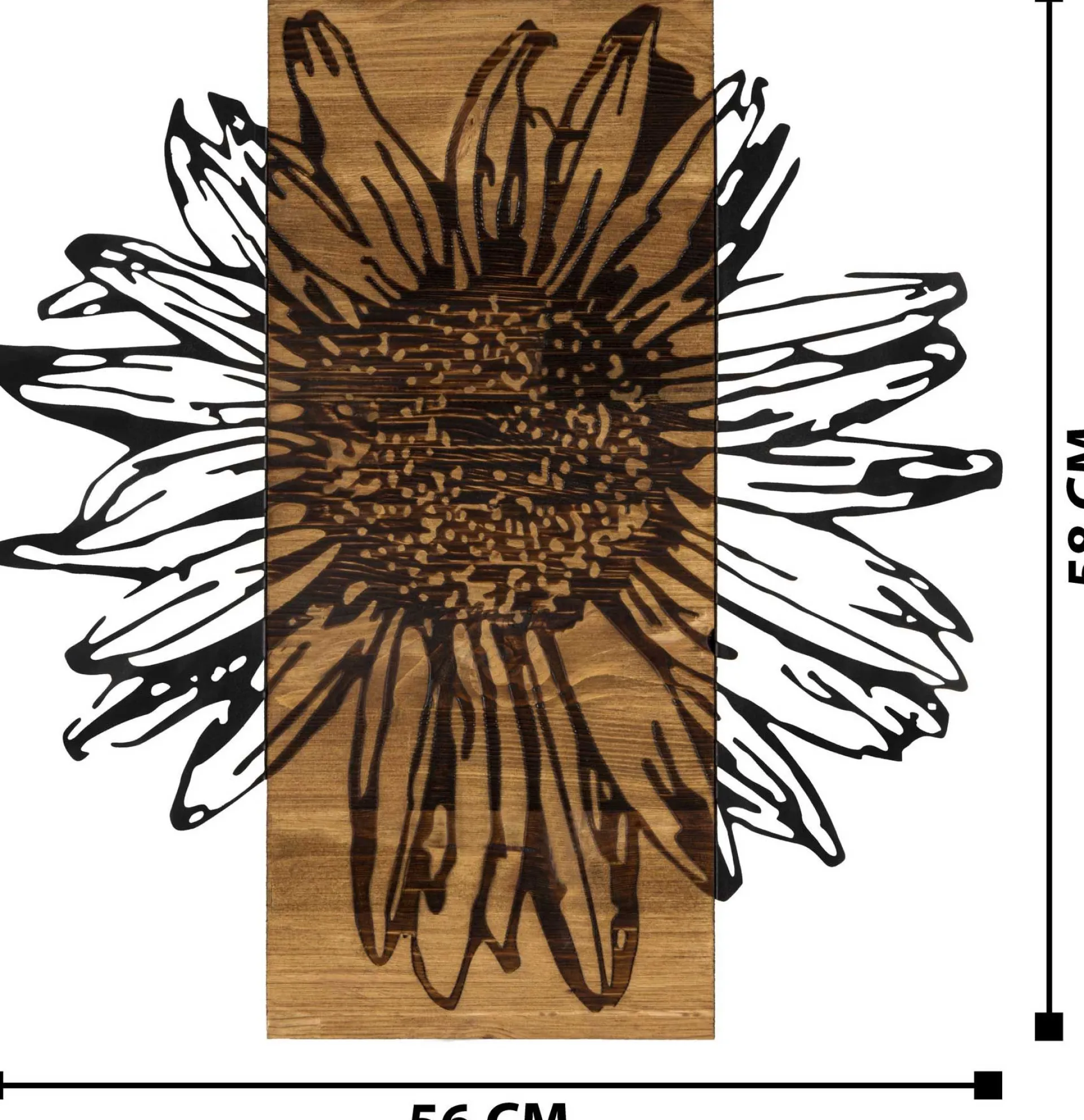 Emob Enzo Dekoratives Wandaccessoire aus Holz | Holzrahmen | 56 x 58 cm