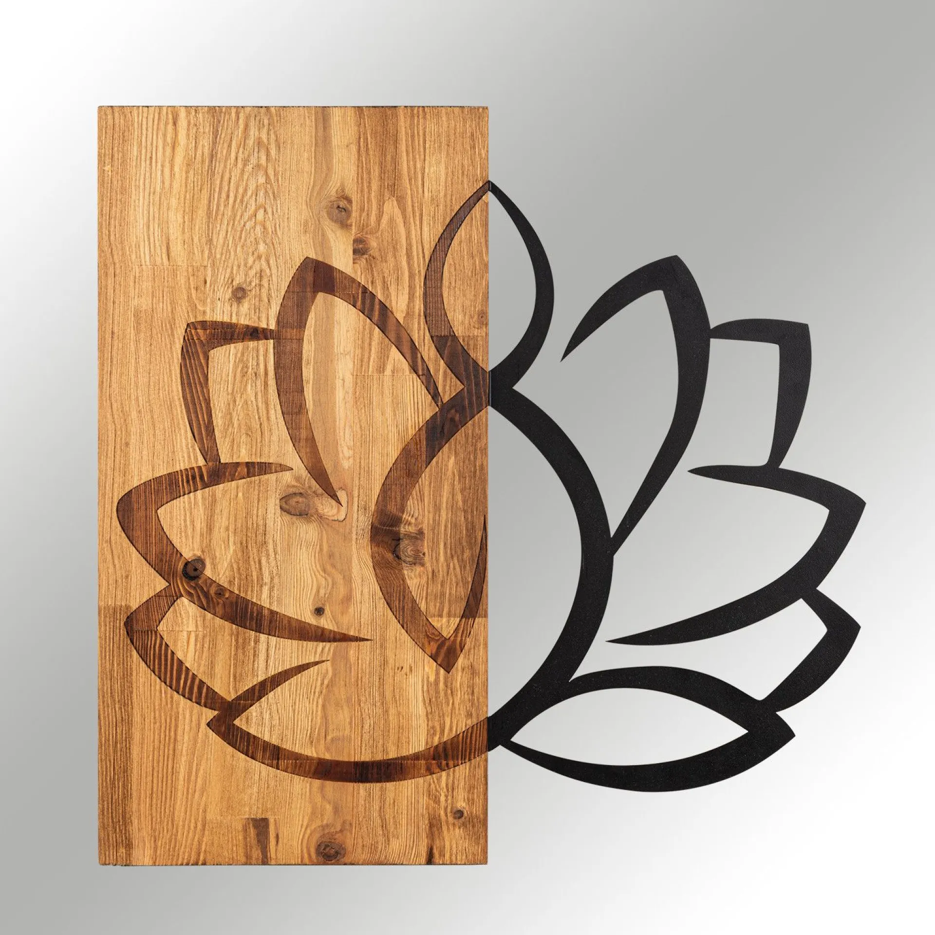 Emob Enzo Dekoratives Wandaccessoire aus Holz | Holzrahmen | 58 x 58 cm