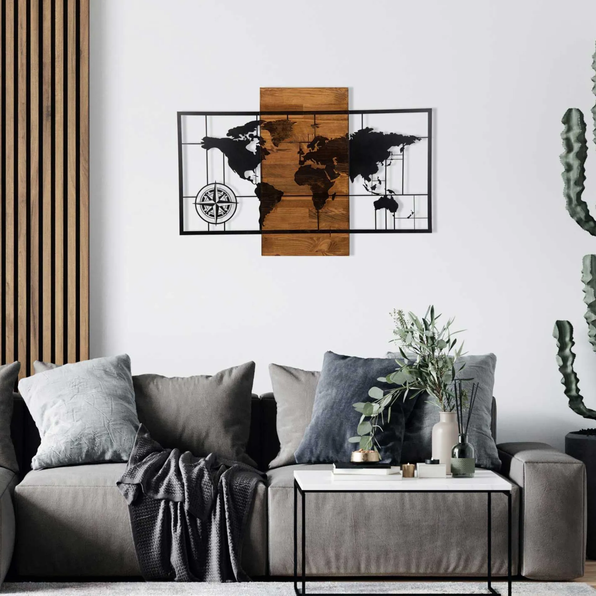 Emob Enzo Dekoratives Wandaccessoire aus Holz | Holzrahmen | 85 x 58 cm