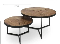 Rousseau 2er-Set Beistelltische Arya - mango/metal