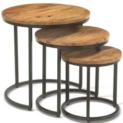 Rousseau 3er-Set Couchtische Amana Ø 45 cm-Magnolienholz
