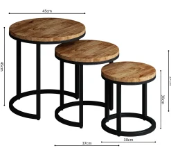 Rousseau 3er-Set Couchtische Amana Ø 45 cm-Magnolienholz