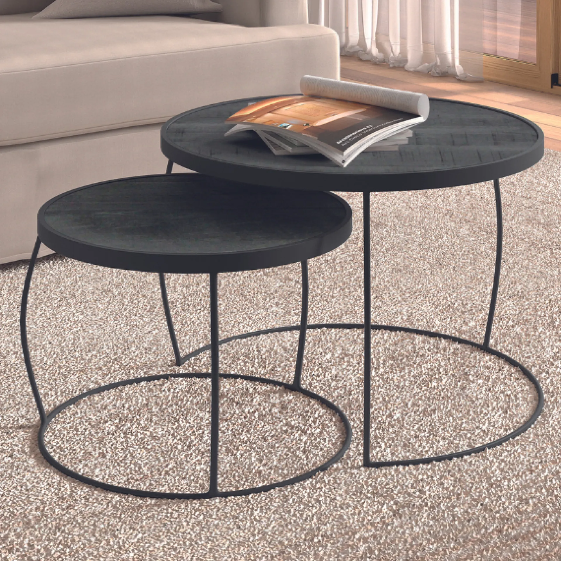 Rousseau 2er-Set Couchtische Lars-es Magnolienholz