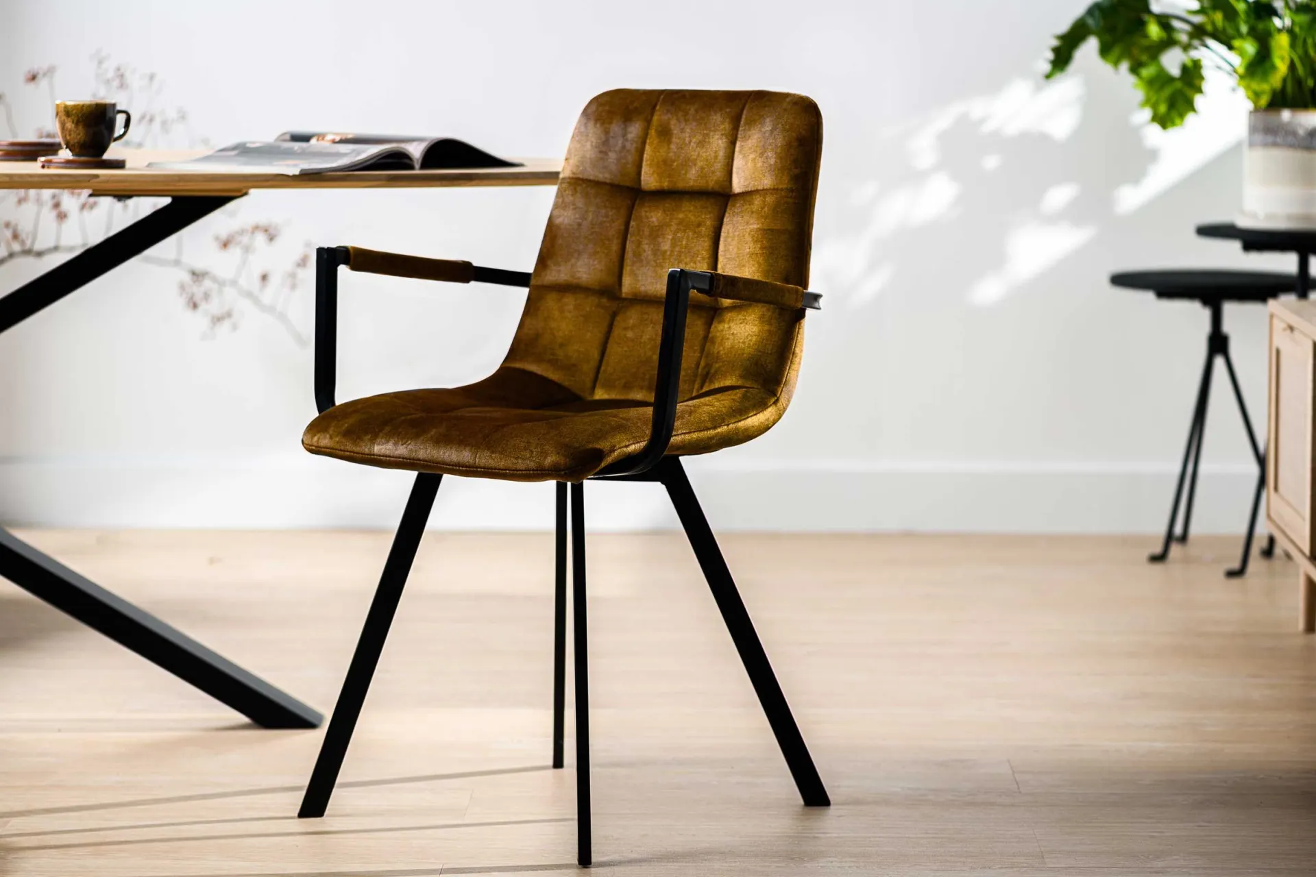 Emob 2er Set Esszimmerstühle Kana - ocker