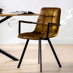 Emob 2er Set Esszimmerstühle Kana - ocker
