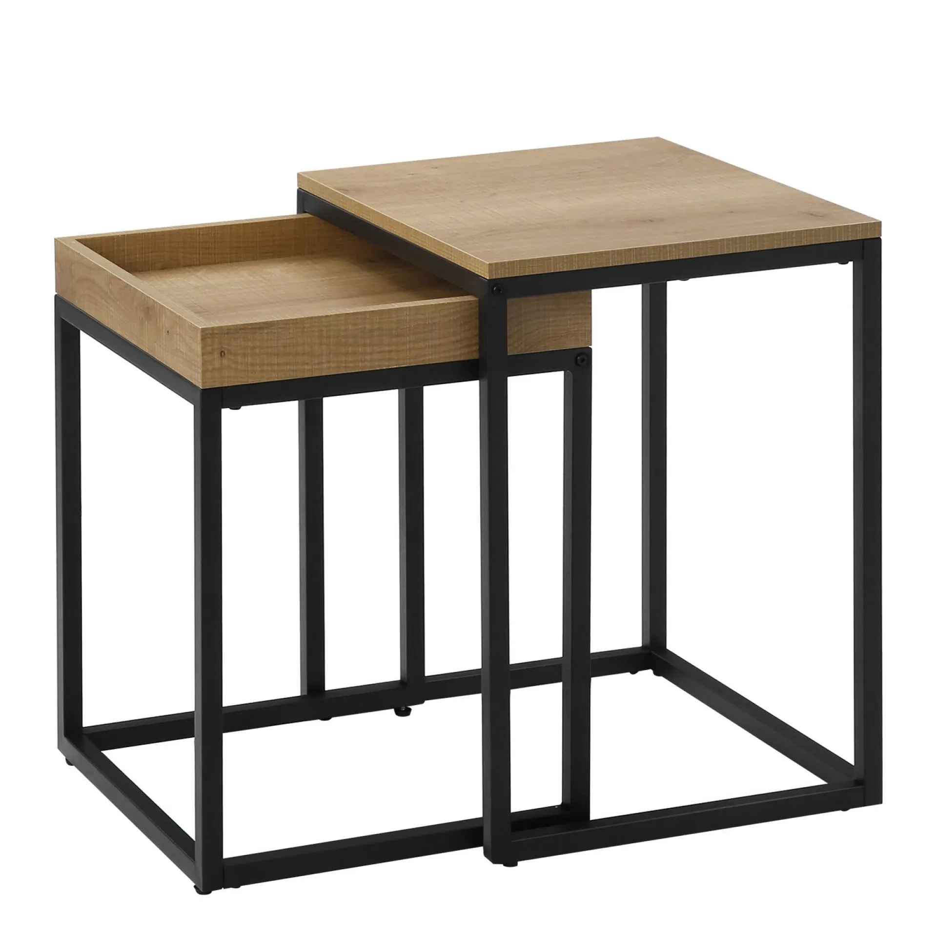 Vasagle 2er-Set quadratische Beistelltische Hanne 45x40 - mango/sch