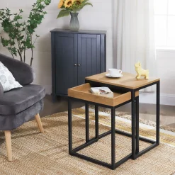 Vasagle 2er-Set quadratische Beistelltische Hanne 45x40 - mango/sch