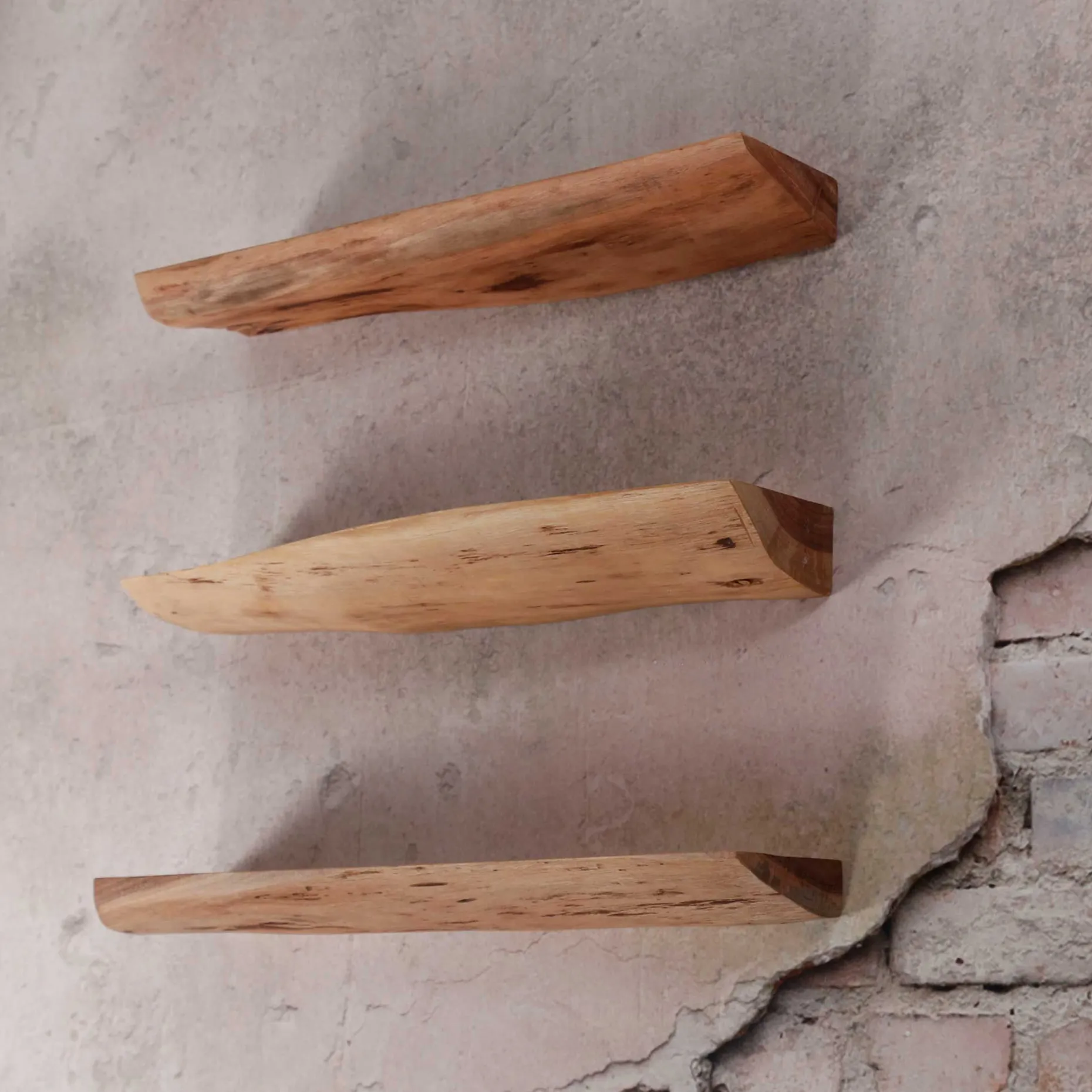 3er Set Wandregale Macy 60 cm - Akazie