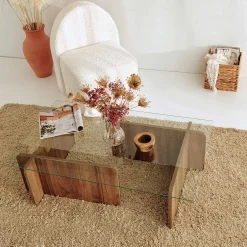 Emob Escape Couchtisch | GEHÄRTETES GLAS | Walnuss