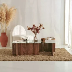 Emob Escape Couchtisch | GEHÄRTETES GLAS | Walnuss