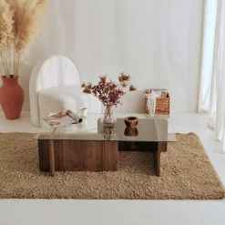 Emob Escape Couchtisch | GEHÄRTETES GLAS | Walnuss