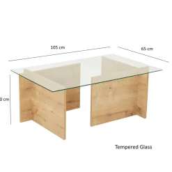 Emob Escape Couchtisch | GEHÄRTETES GLAS | Saphir-Eiche