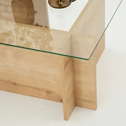 Emob Escape Couchtisch | GEHÄRTETES GLAS | Saphir-Eiche
