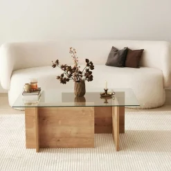Emob Escape Couchtisch | GEHÄRTETES GLAS | Saphir-Eiche