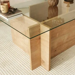 Emob Escape Couchtisch | GEHÄRTETES GLAS | Saphir-Eiche
