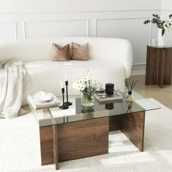 Emob Escape Couchtisch | GEHÄRTETES GLAS | Walnuss