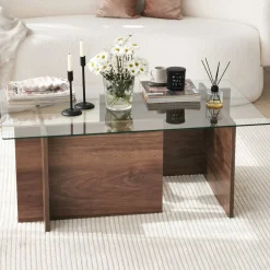 Emob Escape Couchtisch | GEHÄRTETES GLAS | Walnuss