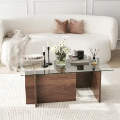 Emob Escape Couchtisch | GEHÄRTETES GLAS | Walnuss