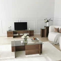 Emob Escape Couchtisch | GEHÄRTETES GLAS | Walnuss