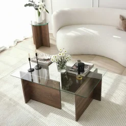 Emob Escape Couchtisch | GEHÄRTETES GLAS | Walnuss