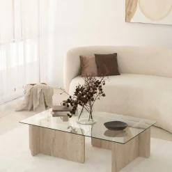 Emob Escape Couchtisch | 100 % MELAMIN | Travertin