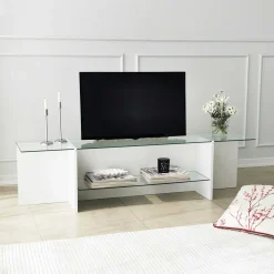 Escape TV TV-Ständer | GEHÄRTETES GLAS | Weiß