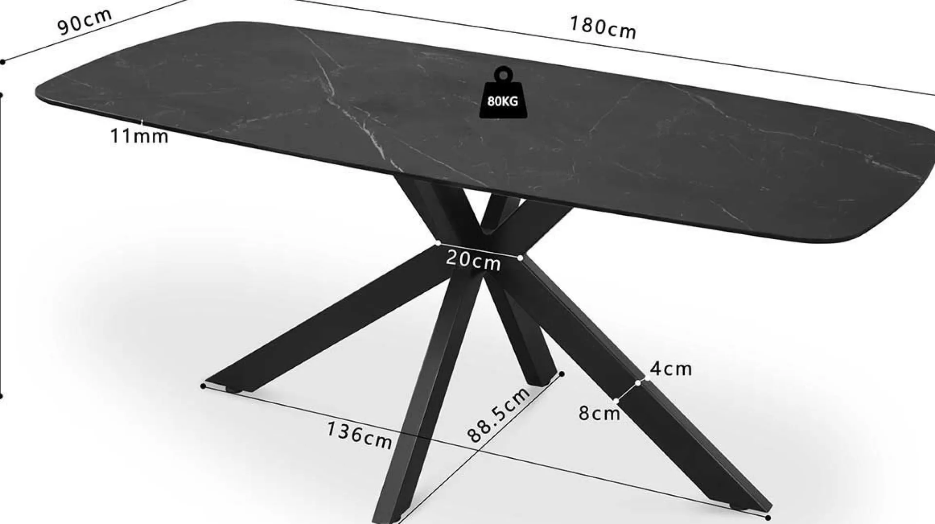 Rousseau Esstisch Apollo | 180 x 90 x 76 cm | es Steindesign