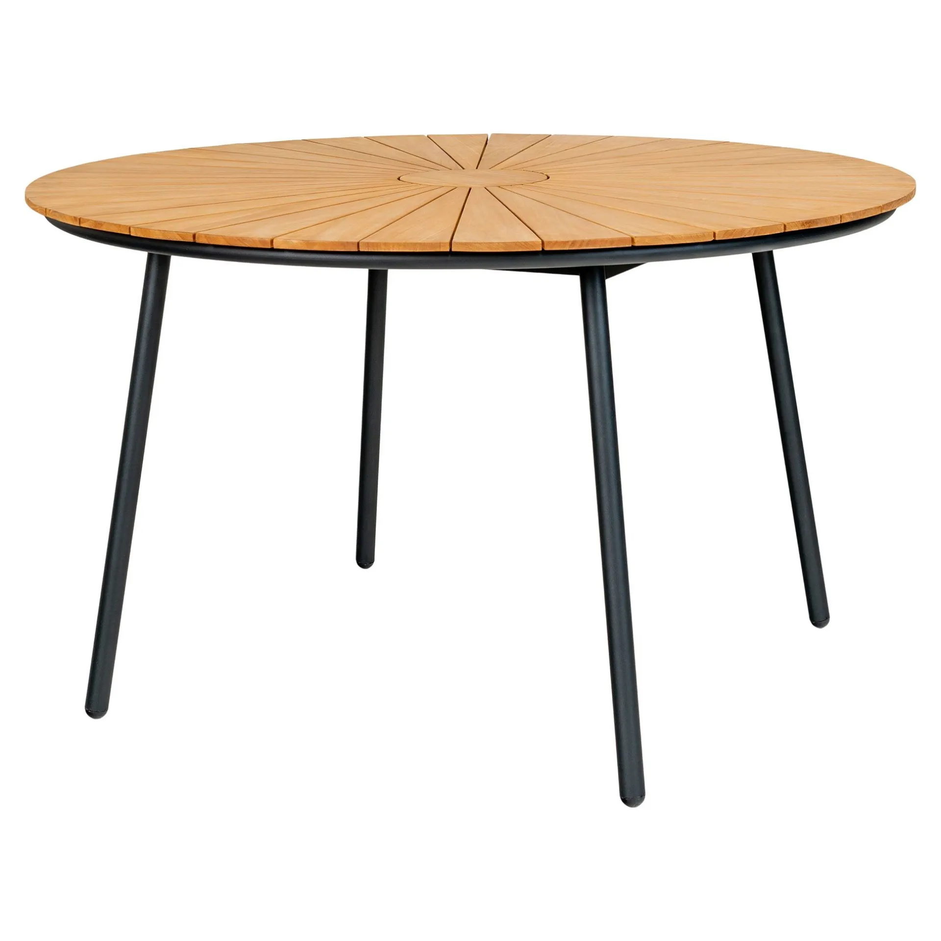 House Nordic Esstisch aus natürlichem Teakholz mit schwarzen Metallbeinen