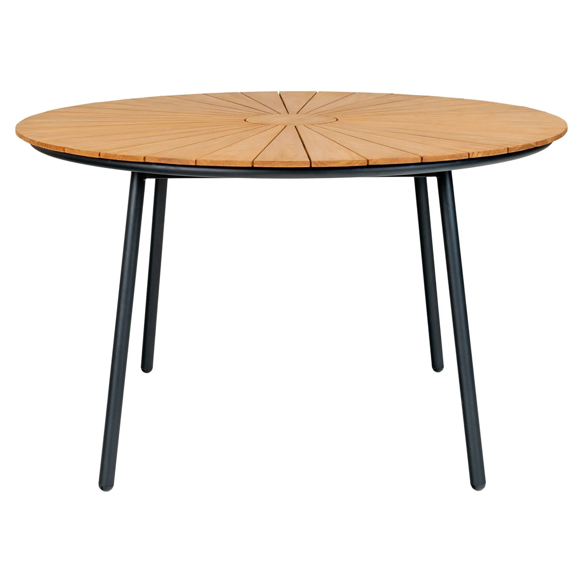 House Nordic Esstisch aus natürlichem Teakholz mit schwarzen Metallbeinen