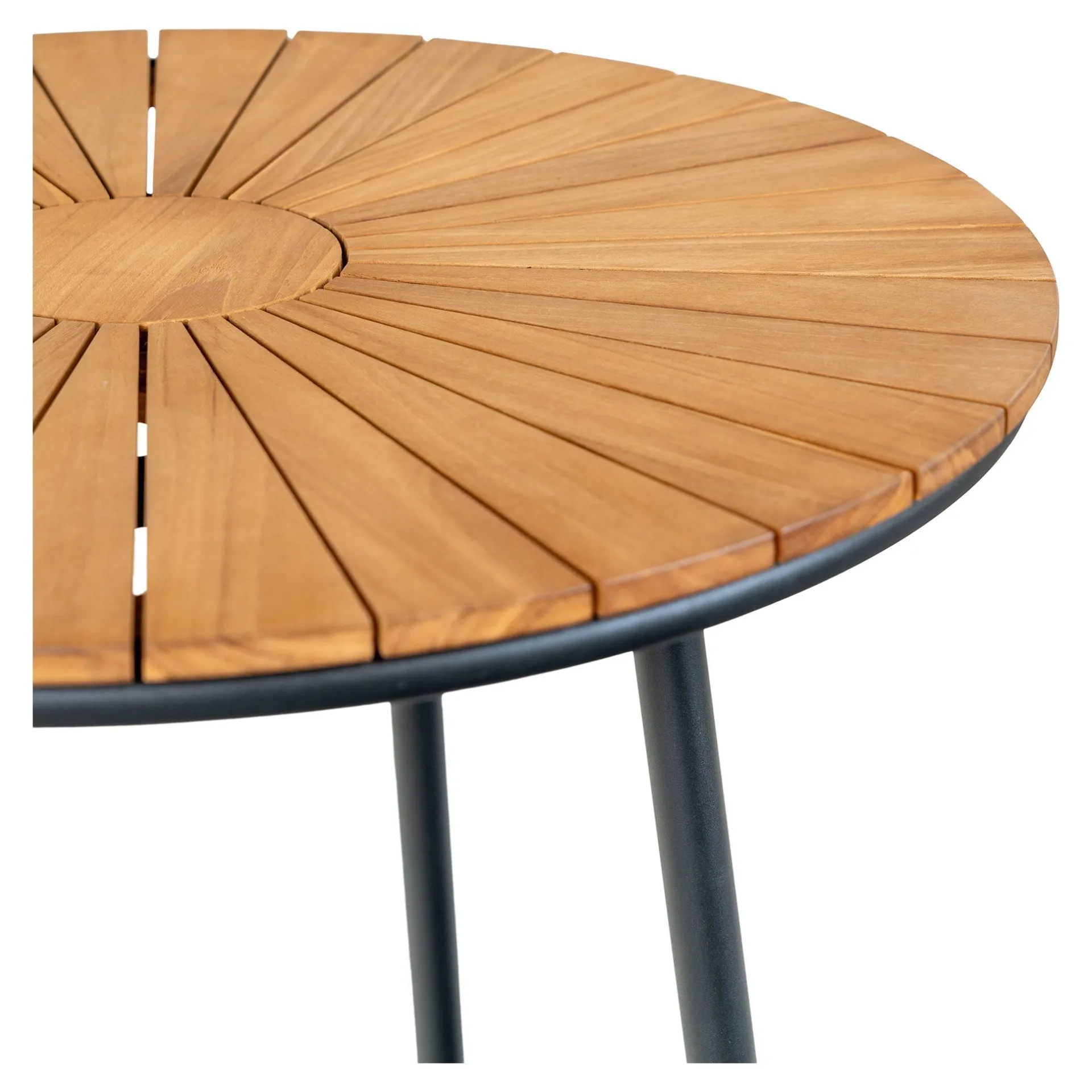 House Nordic Esstisch aus natürlichem Teakholz mit schwarzen Metallbeinen
