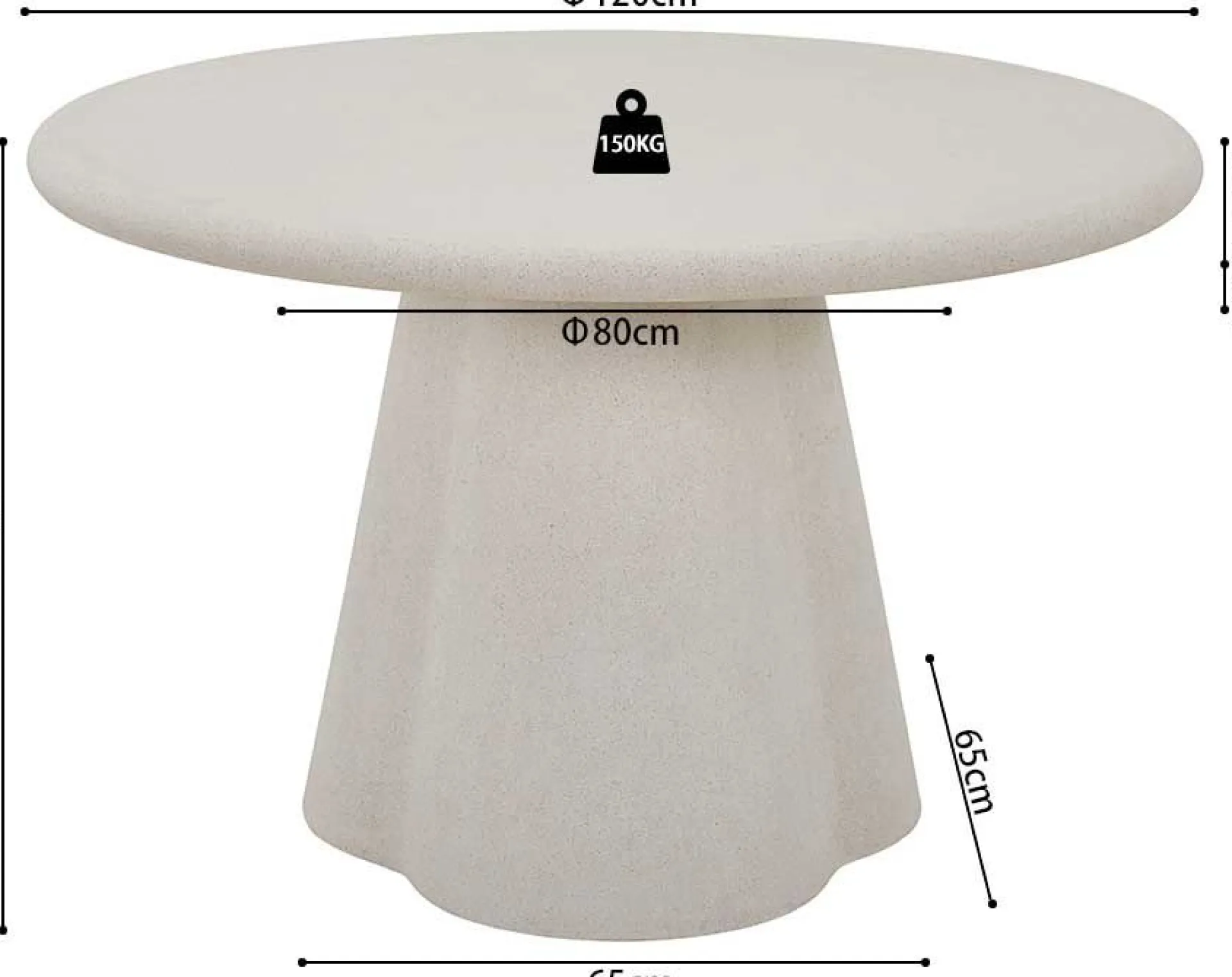 Rousseau Esstisch Faro - Ø120x76cm - Zementfarbe -