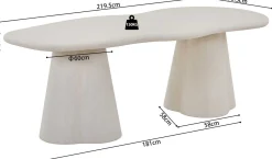 Rousseau Esstisch Faro - 220x100x76cm - Zementfarbe -