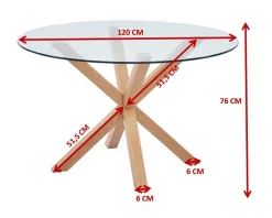 Poldimar Esstisch Hasel ø120cm - braun/Glas