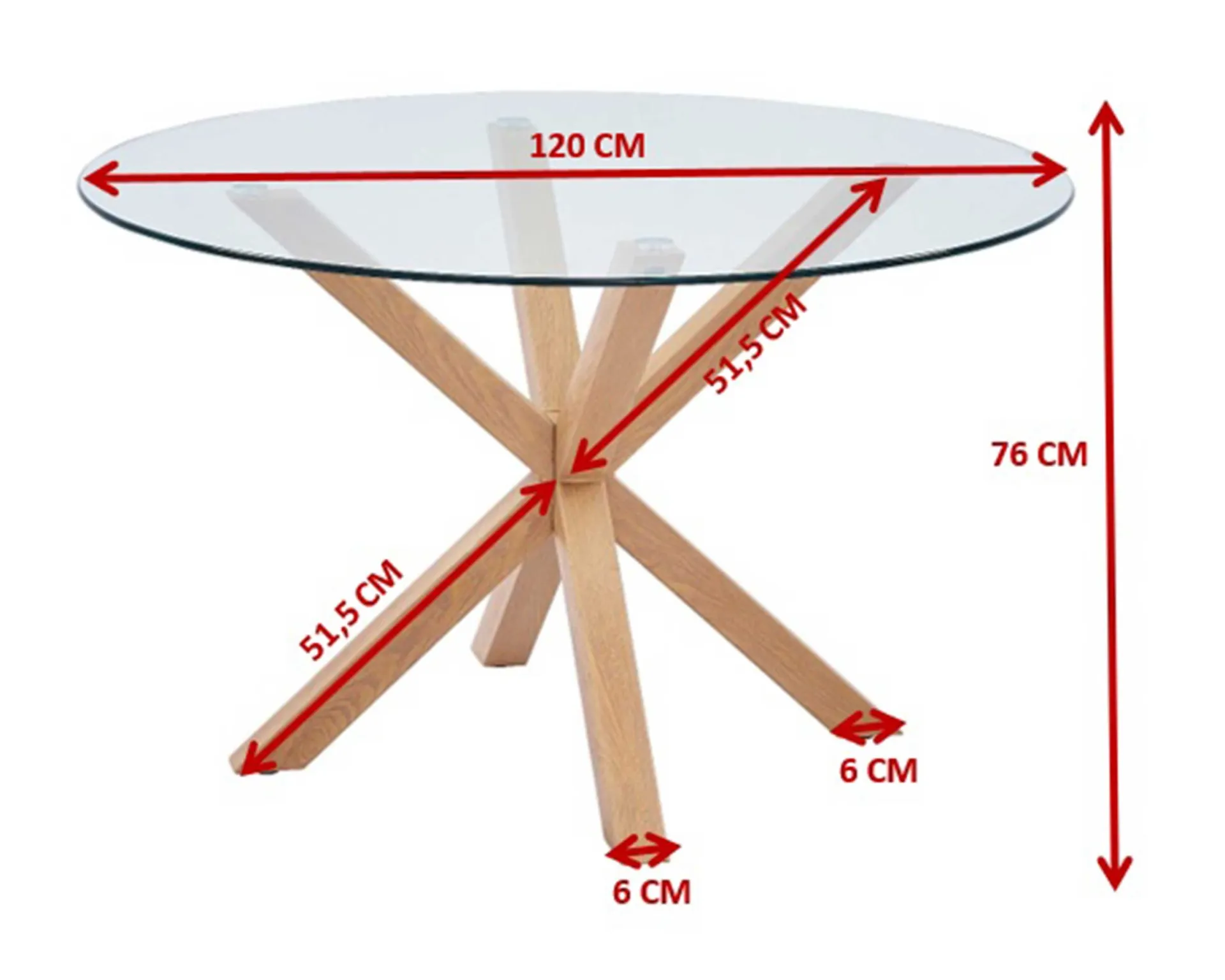Poldimar Esstisch Hasel ø120cm - braun/Glas